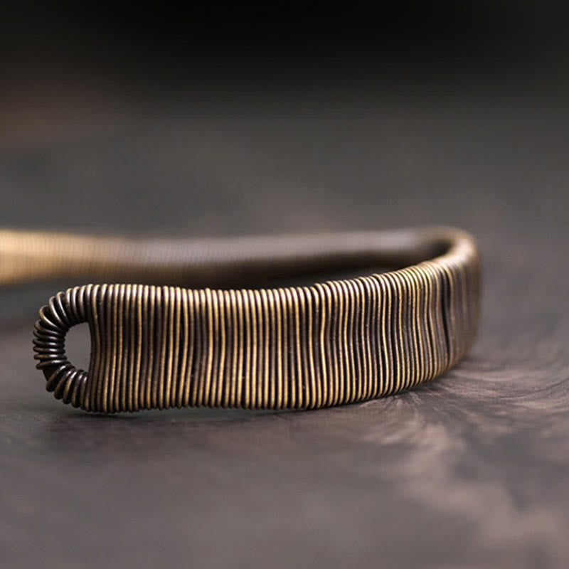Nimara Ritual Simple Design Wrapped Brass Copper Luck Wealth Adjustable Cuff Bracelet