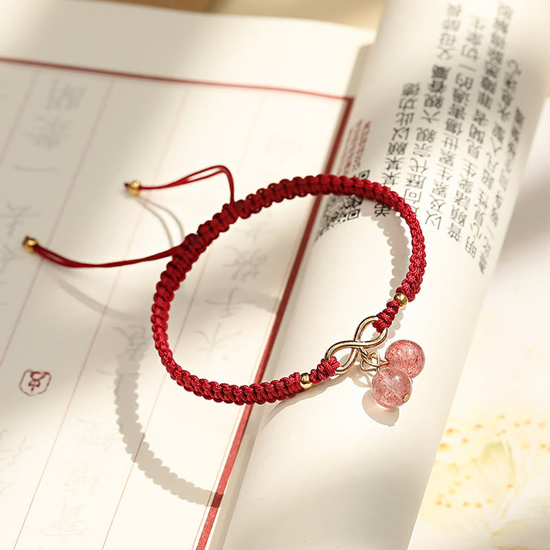 Nimara Ritual Natural Strawberry Quartz Amethyst Green Phantom Bead Positive Bracelet