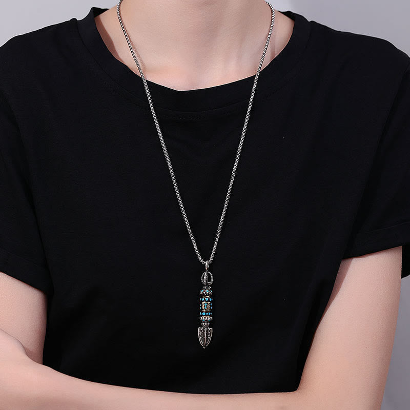 Nimara Ritual Tibetan Om Mani Padme Hum Protection Wealth Rotatable Necklace Pendant