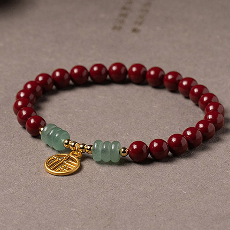Nimara Ritual Cinnabar Green Aventurine Luck Blessing Bracelet