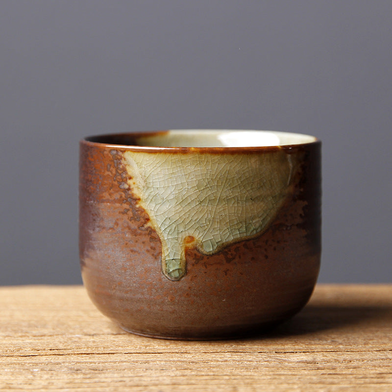 Nimara Ritual Vintage Brown Beige Kiln Change Ceramic Teacup Kung Fu Tea Cup Bowl