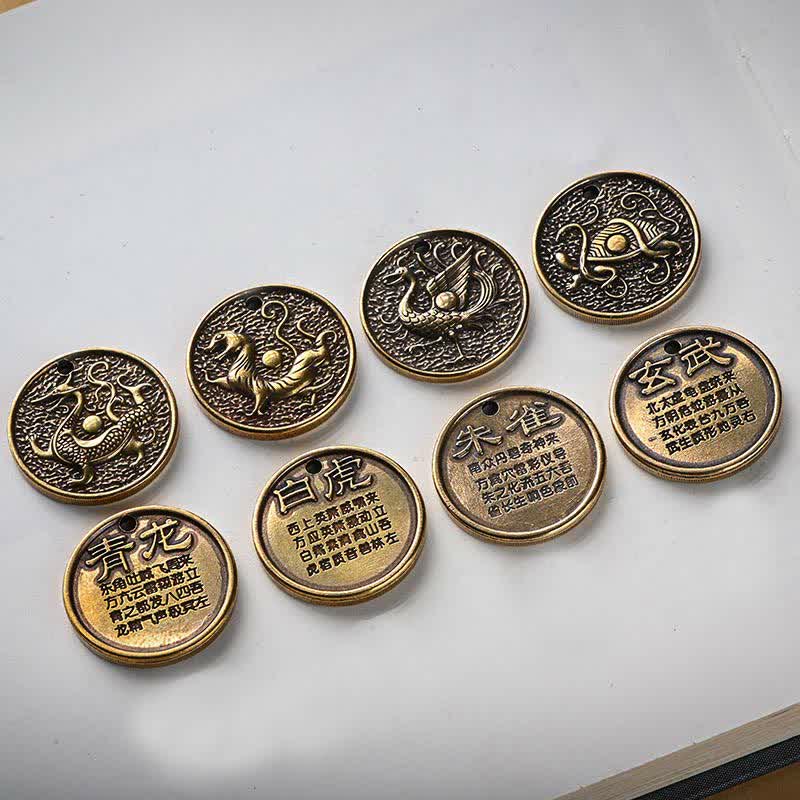 Nimara Ritual Four Symbols Azure Dragon White Tiger Vermilion Bird Black Tortoise Key Chain