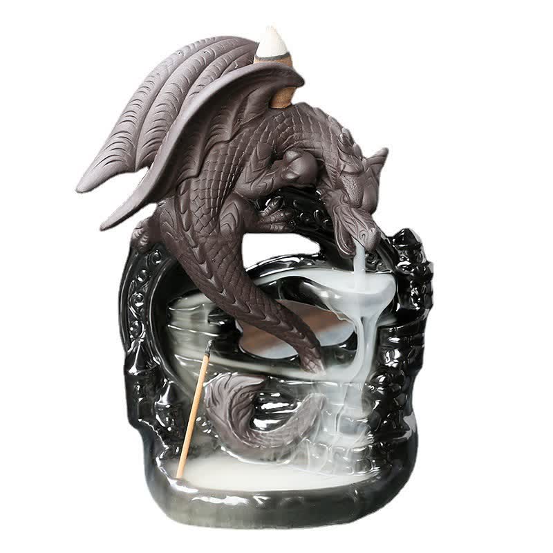 Nimara Ritual Nordic Pterosaur Dragon Ceramic Backflow Smoke Fountain Protection Healing Incense Burner Decoration