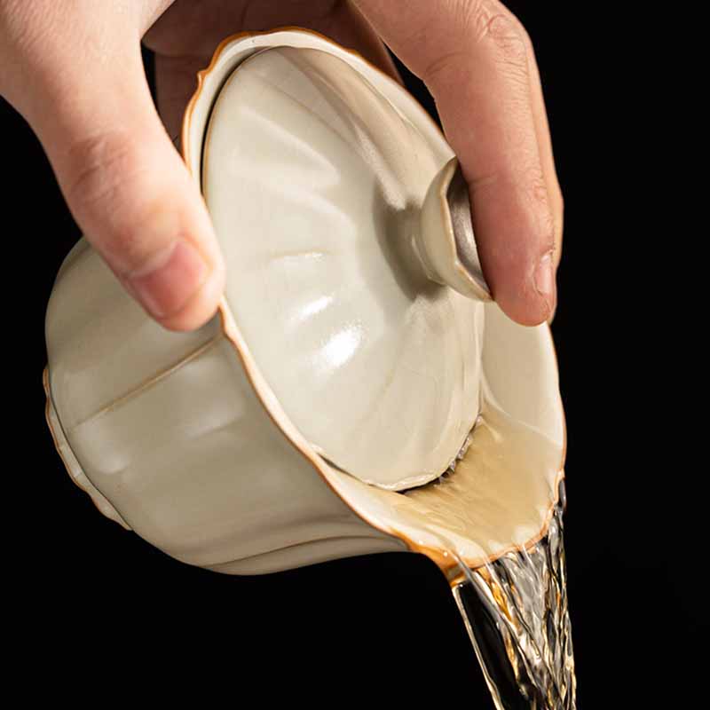 Nimara Ritual Beige Plum Blossom Shape Peach Branch Ceramic Gaiwan Sancai Teacup Kung Fu Tea Cup With Lid
