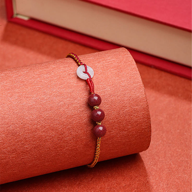 Nimara Ritual Natural Cinnabar Jade Peace Buckle Blessing Bracelet