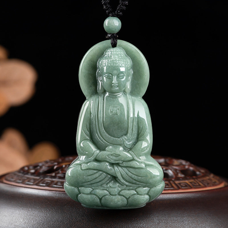 Nimara Ritual Amitabha Buddha Jade Amulet Compassion String Necklace