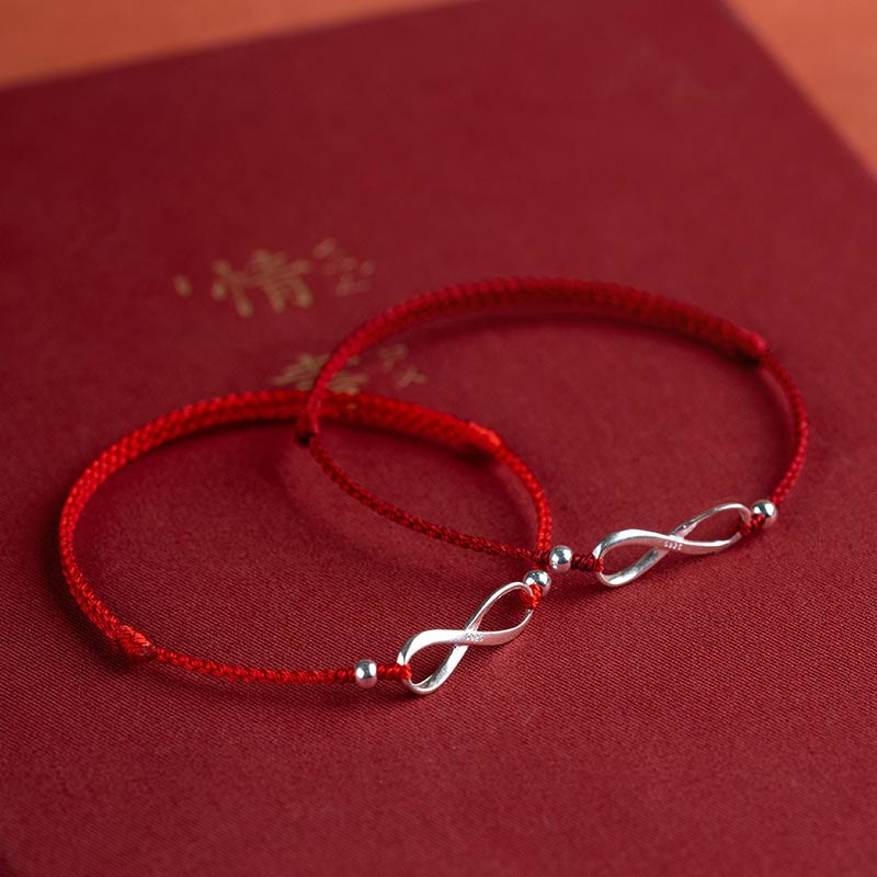 Nimara Ritual 925 Sterling Silver Endless Knot Protection Luck Red String Bracelet Anklet