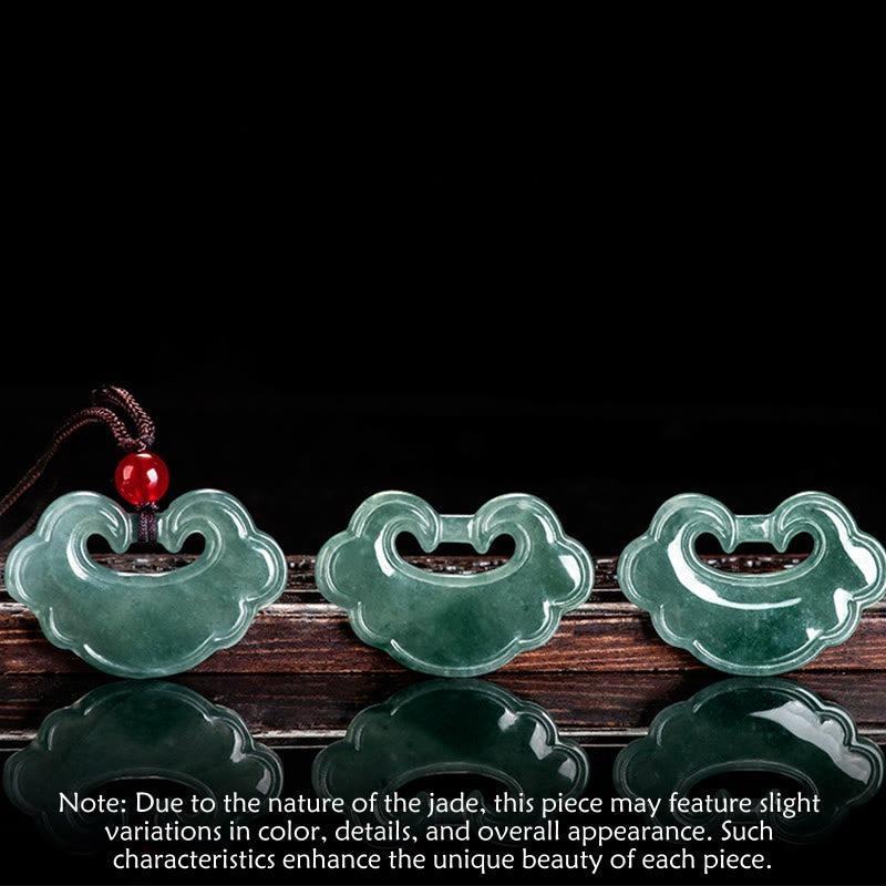 Nimara Ritual Natural Green Jade Chinese Lock Charm Luck Necklace Pendant