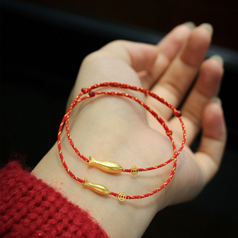 Nimara Ritual 14K Gold Plated Koi Fish Luck Wealth Braided Bracelet