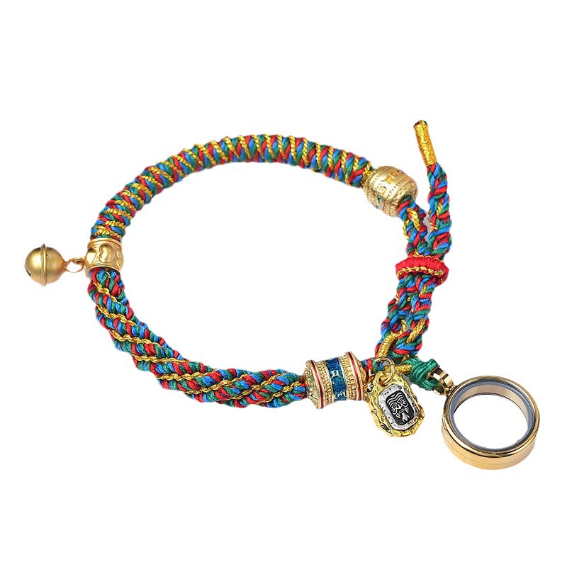 Nimara Ritual Tibetan Om Mani Padme Hum Carved Zakiram Goddess of Wealth Charm Amulet Bracelet