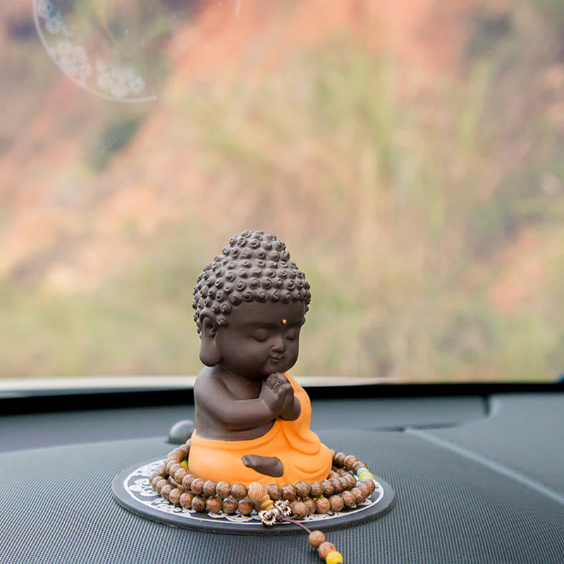Nimara Ritual Small Buddha Serenity Purple Clay Home Desk Decoration