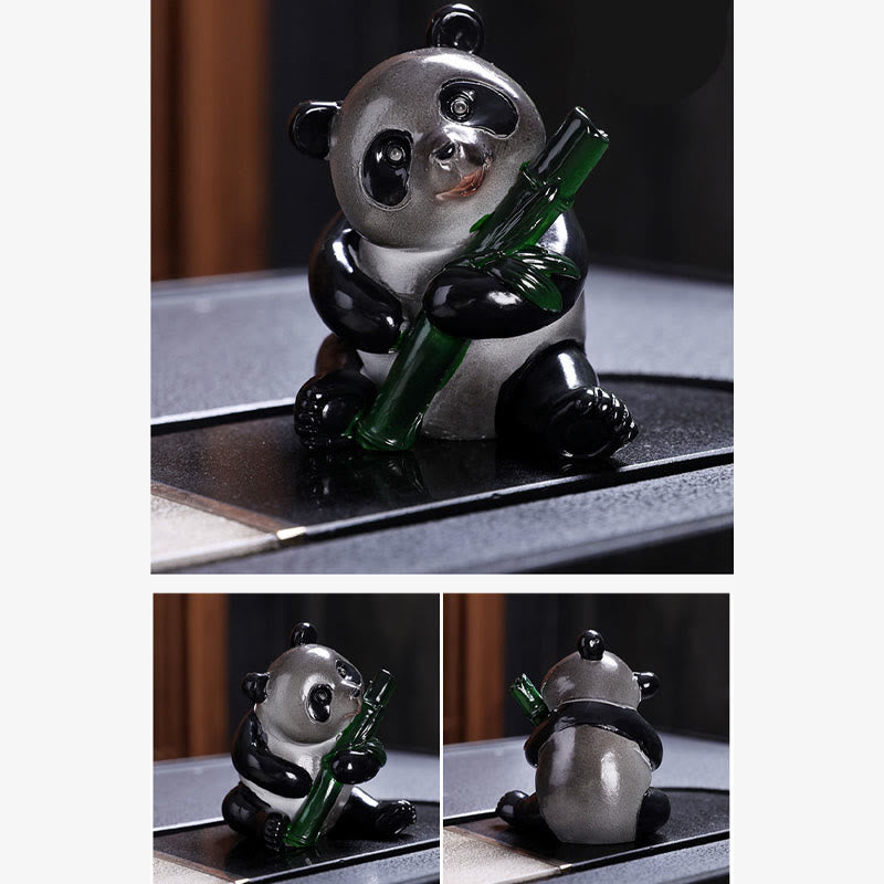 Nimara Ritual Color Changing Small Cute Panda Bamboo Tea Pet Resin Home Figurine Decoration