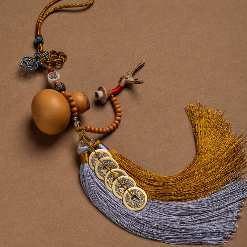 Nimara Ritual Feng Shui Coins Gourd Chinese Knot Lucky Coins Five Emperor Money Wealth Tassels Decoration
