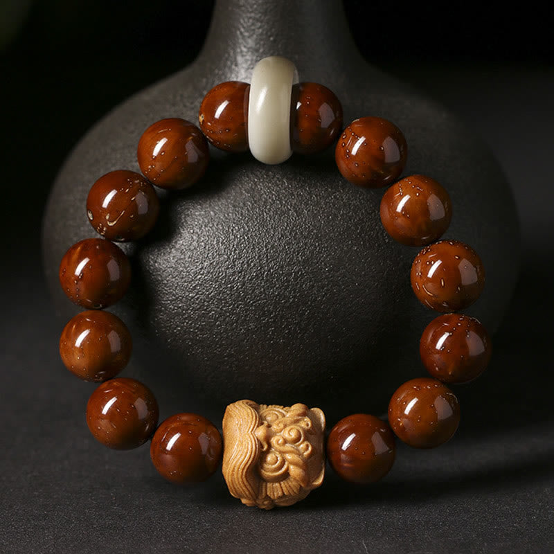 Nimara Ritual Purple Bodhi Seed Dancing Lion Wisdom Bracelet