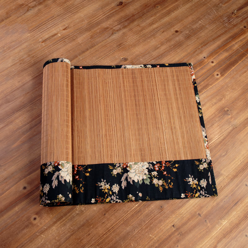 Nimara Ritual Vintage Peony Flower Blossom Bamboo Cup Mat Pad Tea Cup Coaster Kung Fu Tea Mat