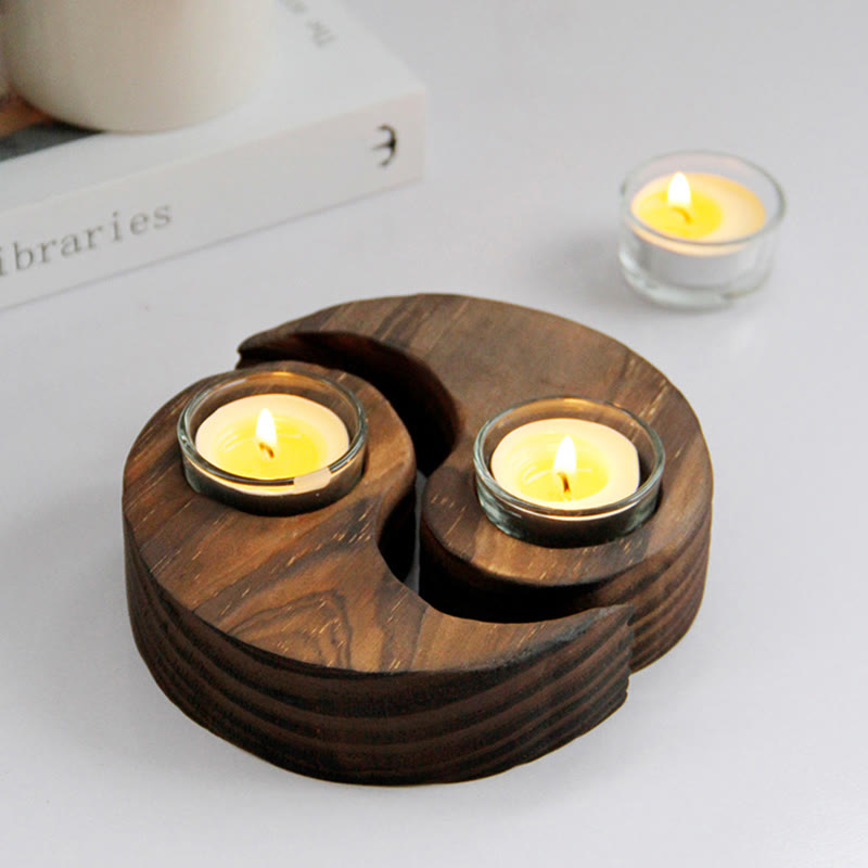 Nimara Ritual Yin Yang Wood Candle Holder Meditation Rituals Use Items