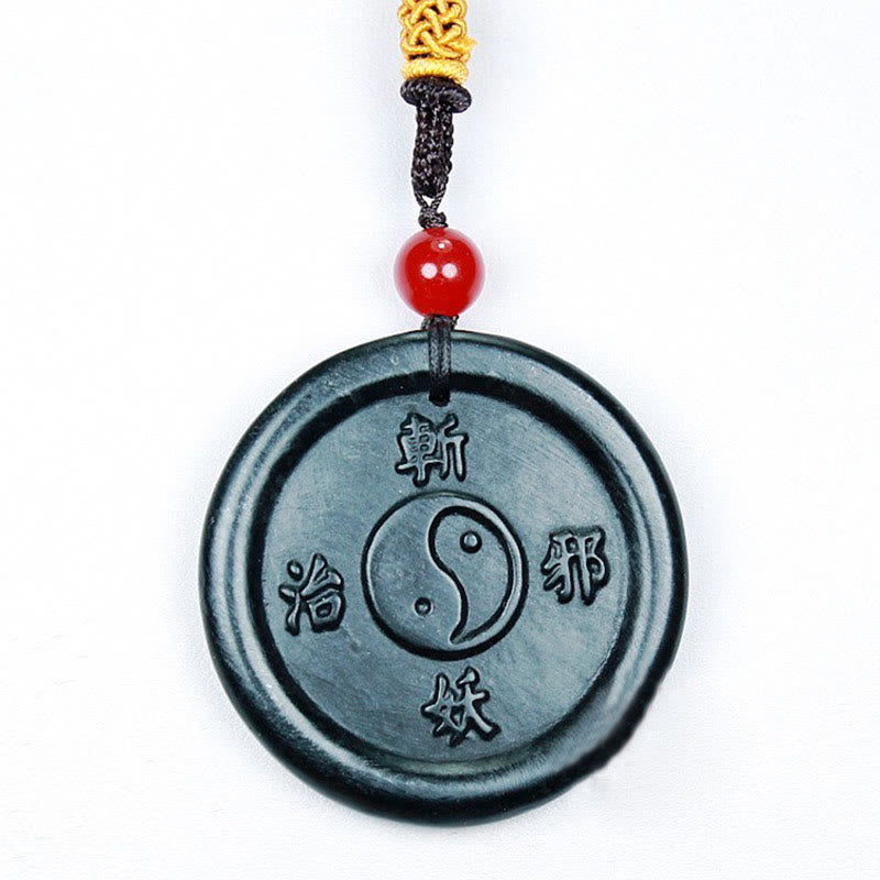 Nimara Ritual Natural Hetian Cyan Jade Yin Yang Luck Harmony Necklace Pendant