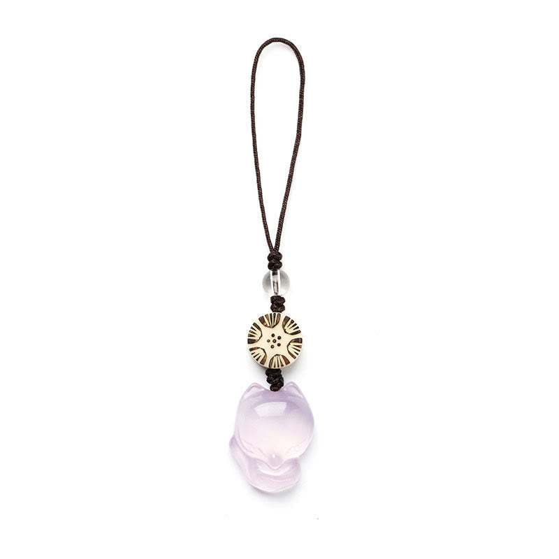 Nimara Ritual Natural Chalcedony Fox Harmony Phone Hanging Decoration