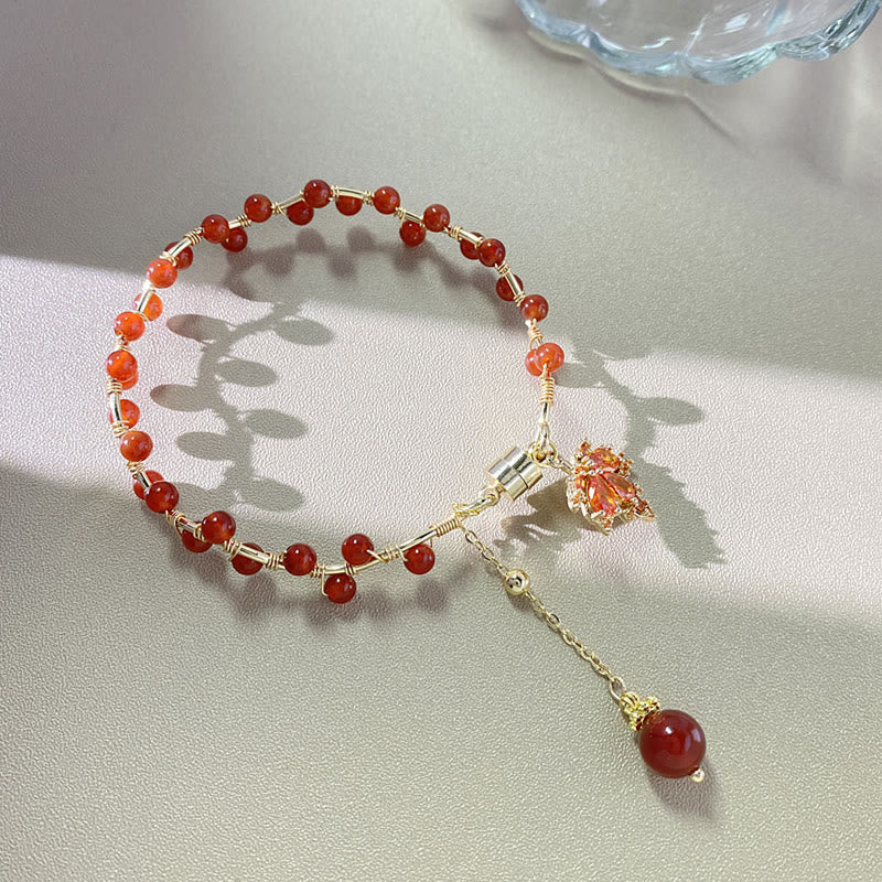 Nimara Ritual Red Maple Leaf Luck Charm Bracelet