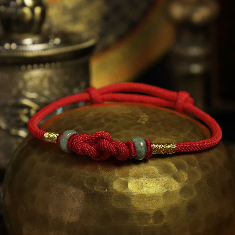Nimara Ritual Red String Jade Luck Fortune Knot Braided Couple Bracelet
