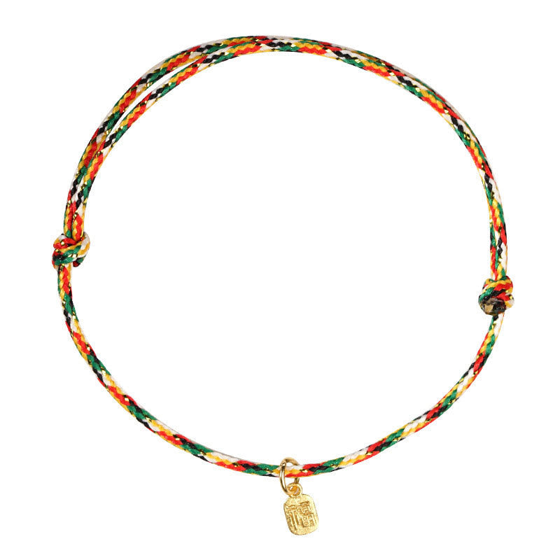 Nimara Ritual Auspicious Fu Character Peace And Joy Luck Handmade Multicolored Child Adult Bracelet