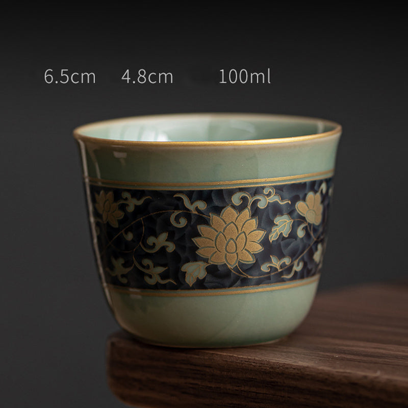 Nimara Ritual Butterfly Flower Lotus Koi Fish Plum Blossom Ceramic Teacup Kung Fu Tea Cup 100ml