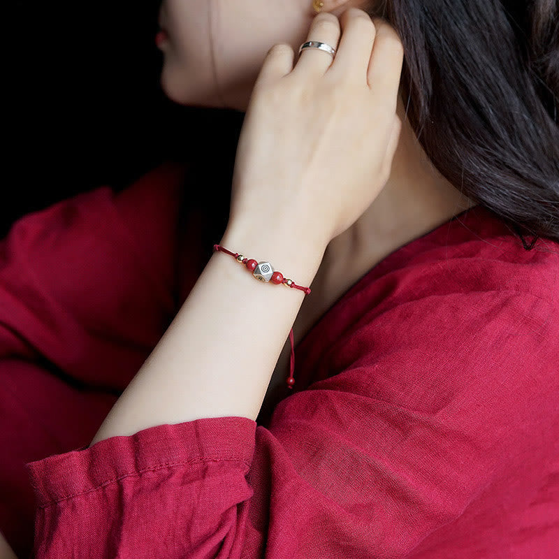 Nimara Ritual Handmade 925 Sterling Silver Chinese Zodiac Natal Buddha Cinnabar Calm Braided Bracelet