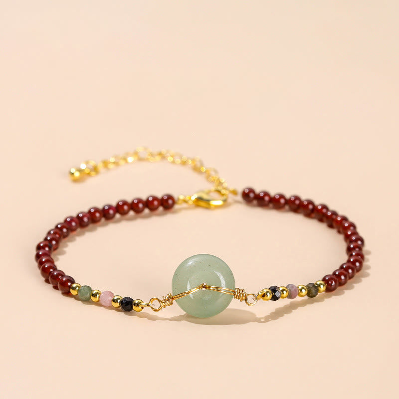 Nimara Ritual Natural Garnet Peace Buckle Bead Calm Bracelet