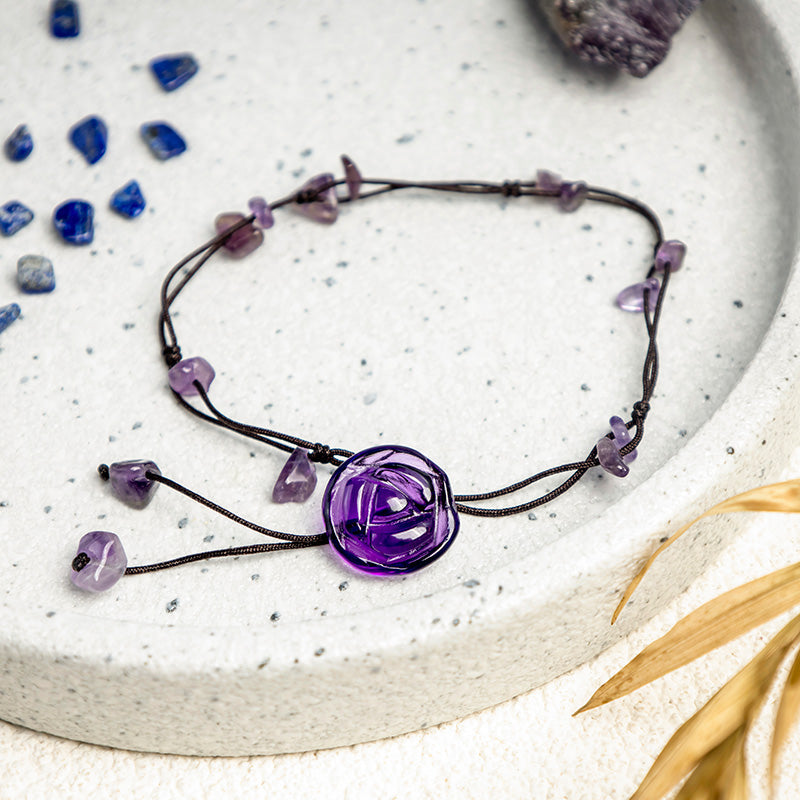 Nimara Ritual Amethyst Pink Crystal Green Aventurine Rose Inner Peace Healing Anklet
