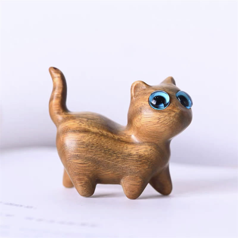 Nimara Ritual Green Sandalwood Small Leaf Red Sandalwood Cute Cat Animals Soothing Peace Decoration