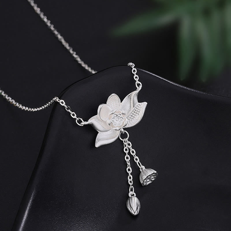 Nimara Ritual 999 Sterling Silver Lotus Flower Pod Carved Enlightenment Necklace Pendant