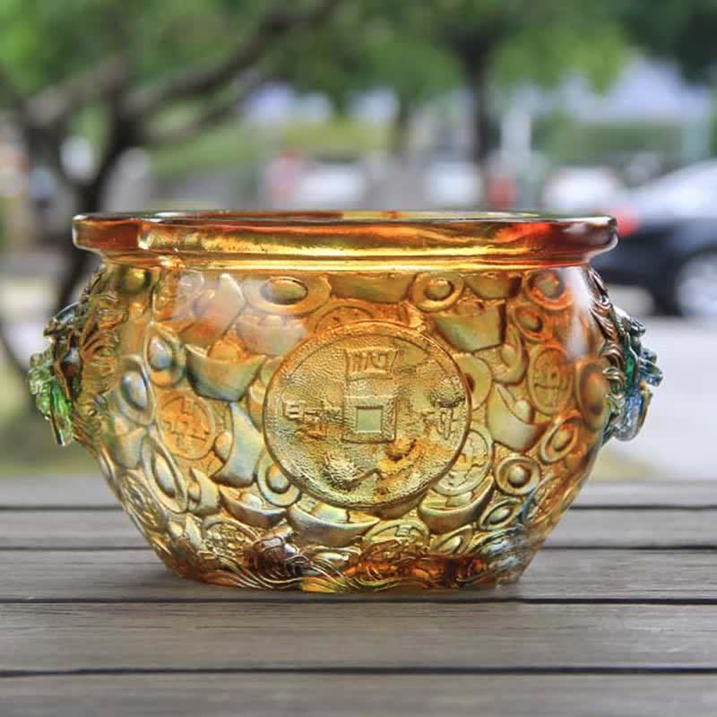 Nimara Ritual Handmade Liuli Crystal Treasure Bowl Art Piece Home Decoration