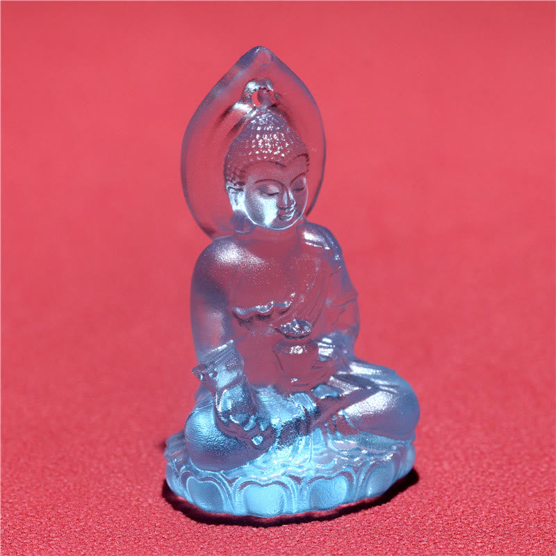 Nimara Ritual Blue Tathagata Buddha Medicine Buddha Liuli Crystal Serenity Amulet Necklace Pendant