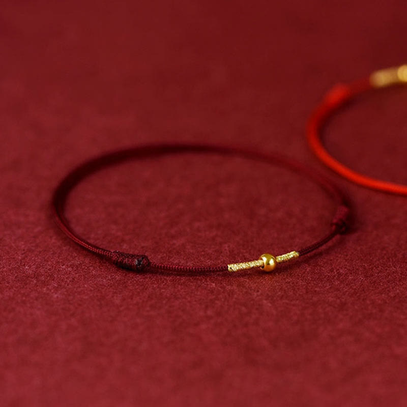 Nimara Ritual 925 Sterling Silver Golden Bead Protection Braided Rope Bracelet Anklet
