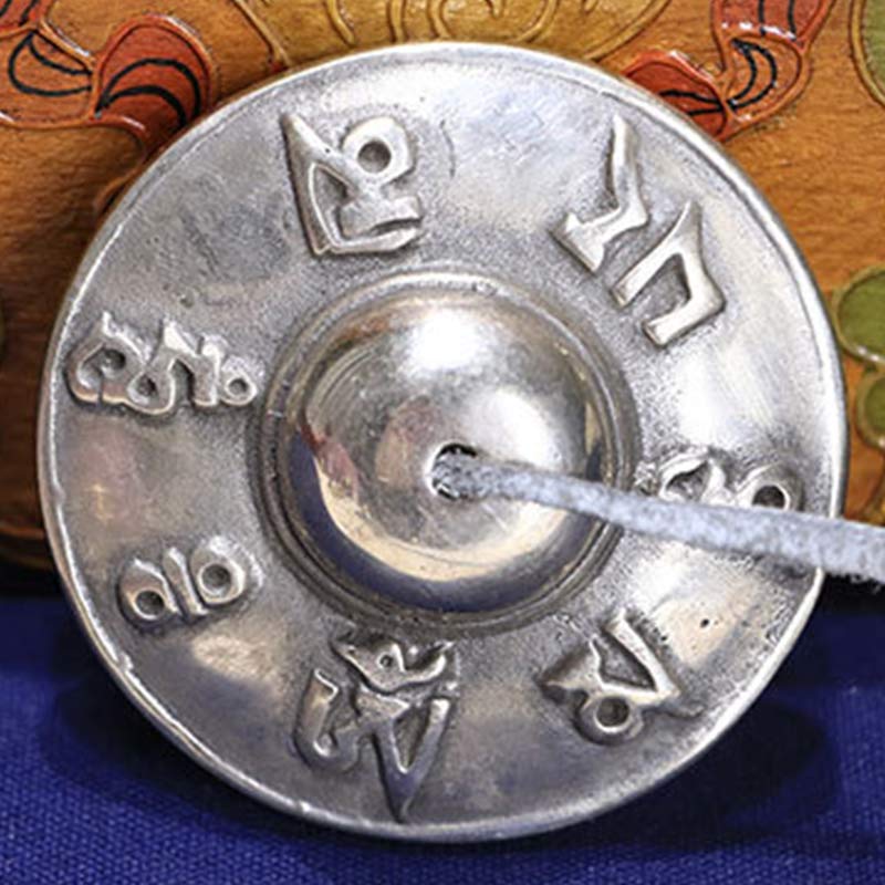 Nimara Ritual Tibetan Tingsha Bell Six True Words White Copper Healing Decoration