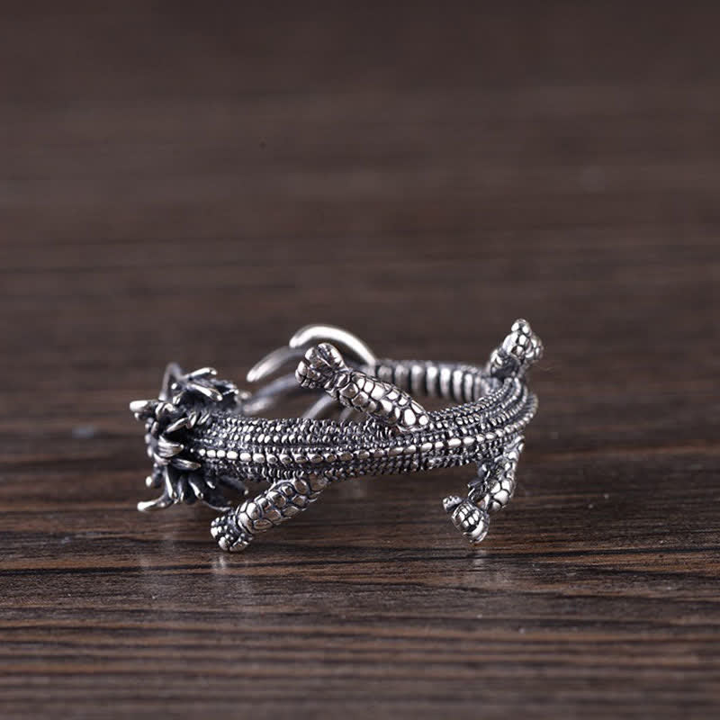 Nimara Ritual 925 Sterling Silver Dragon Luck Protection Ring