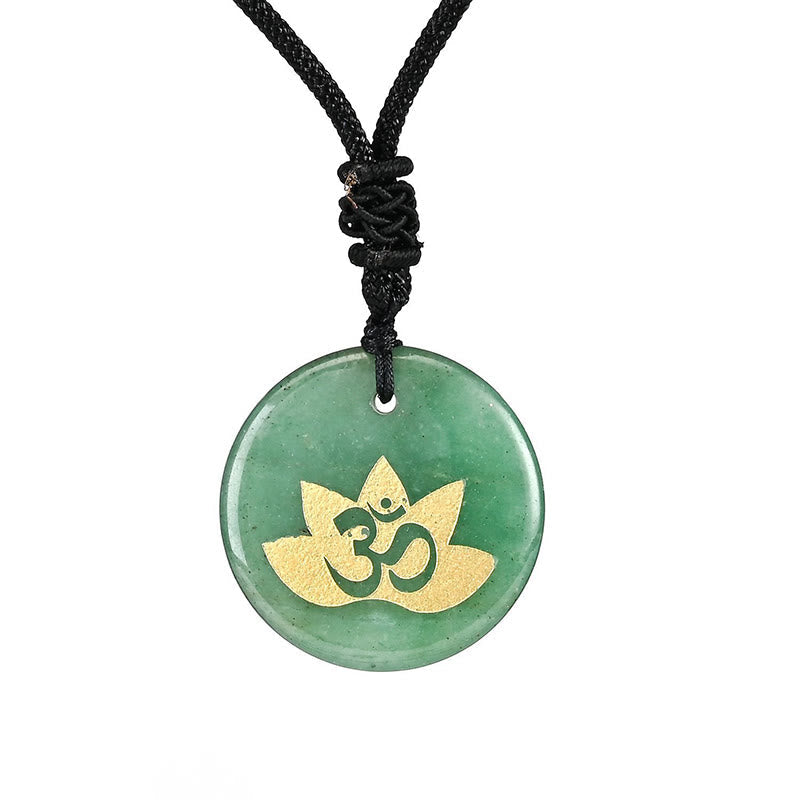 Nimara Ritual OM Lotus Symbol Various Crystal Amethyst Tiger Eye Healing Necklace Pendant