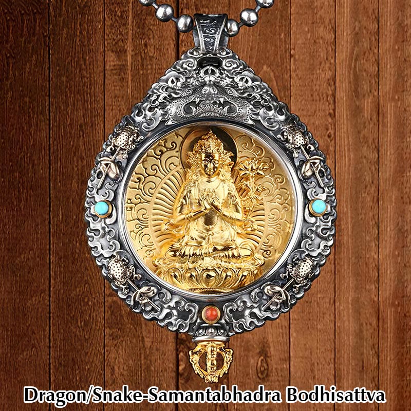 Nimara Ritual Chinese Zodiac Natal Buddha Thangka Nine Palaces Eight Diagrams Wealth Rotatable Necklace Pendant