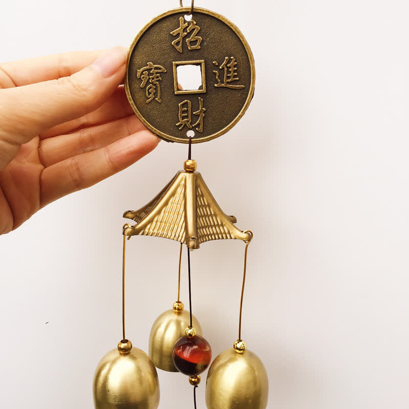 Nimara Ritual Blessing Letter Elephant Bagua Auspicious Coin Wall Hanging Chime Bell Handmade Home Decoration