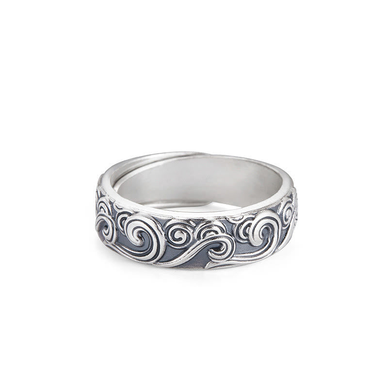 Nimara Ritual 999 Sterling Silver Auspicious Clouds Engraved Blessing Adjustable Ring