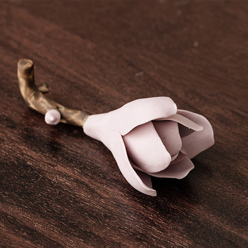 Nimara Ritual Gardenia Flower Pattern Ceramic Healing Incense Burner Decoration