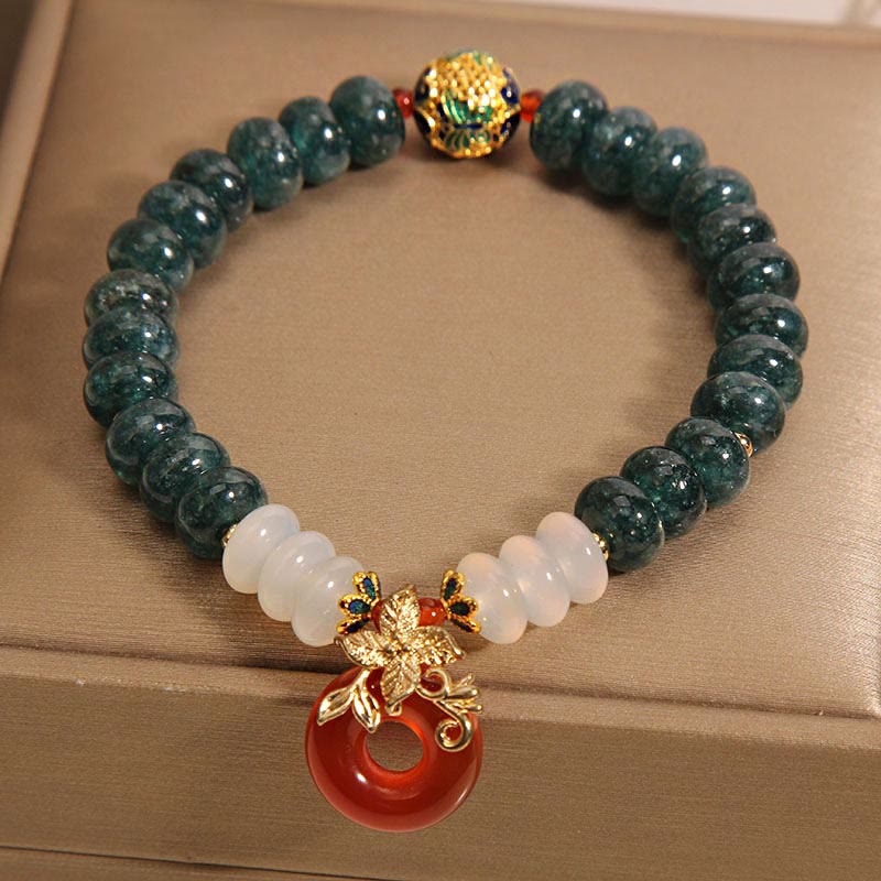 Nimara Ritual Jade White Agate Red Agate Peace Buckle Abacus Beads Luck Bracelet