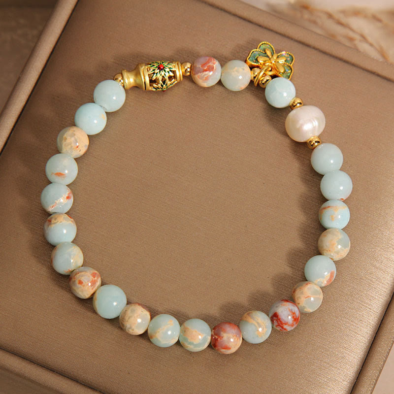 Nimara Ritual Shoushan Stone Pearl Butterfly Wealth Bracelet