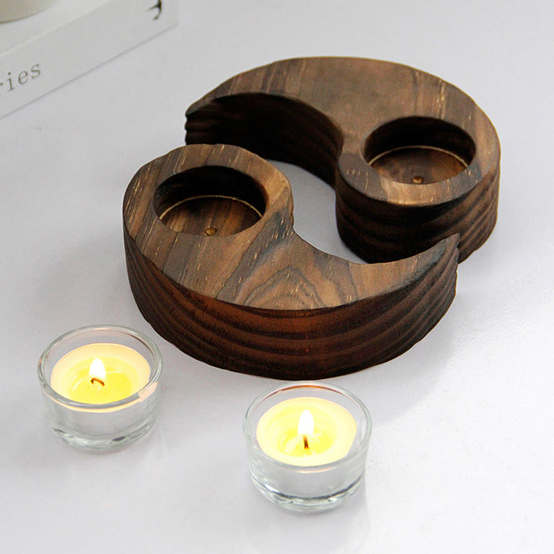 Nimara Ritual Yin Yang Wood Candle Holder Meditation Rituals Use Items
