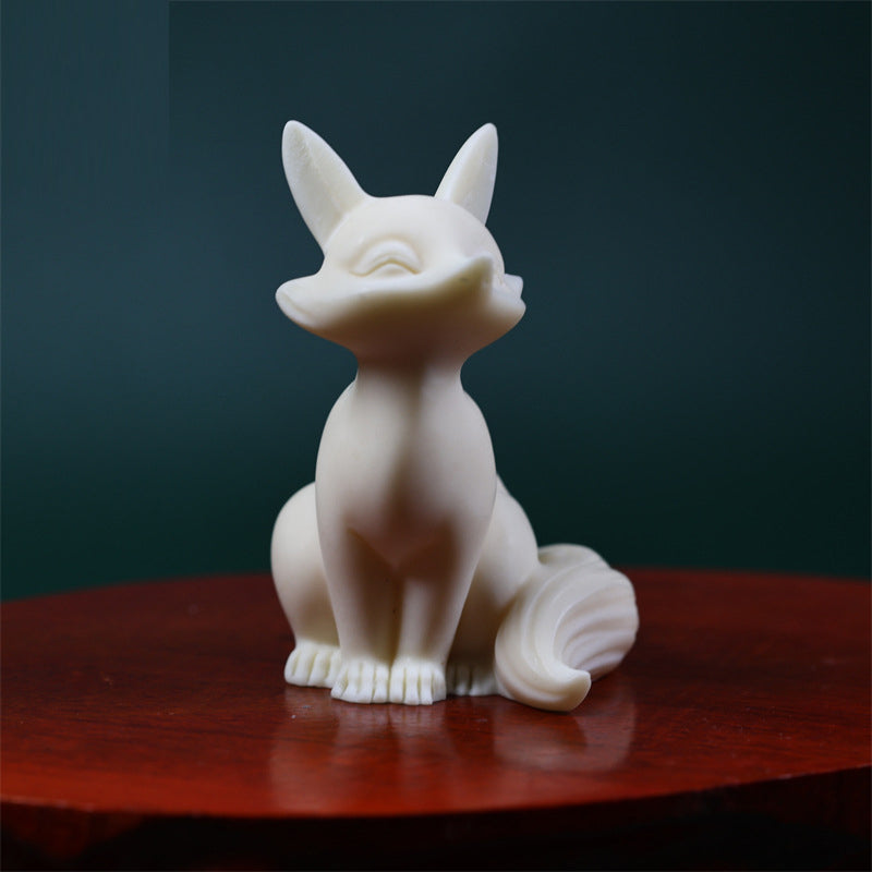 Nimara Ritual Mini Nine Tailed Fox Ivory Fruit Protection Home Decoration