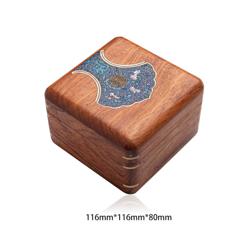 Nimara Ritual Antique Flower Leaf Handmade Rosewood Jewelry Storage Box Wooden Gift Organizer Box