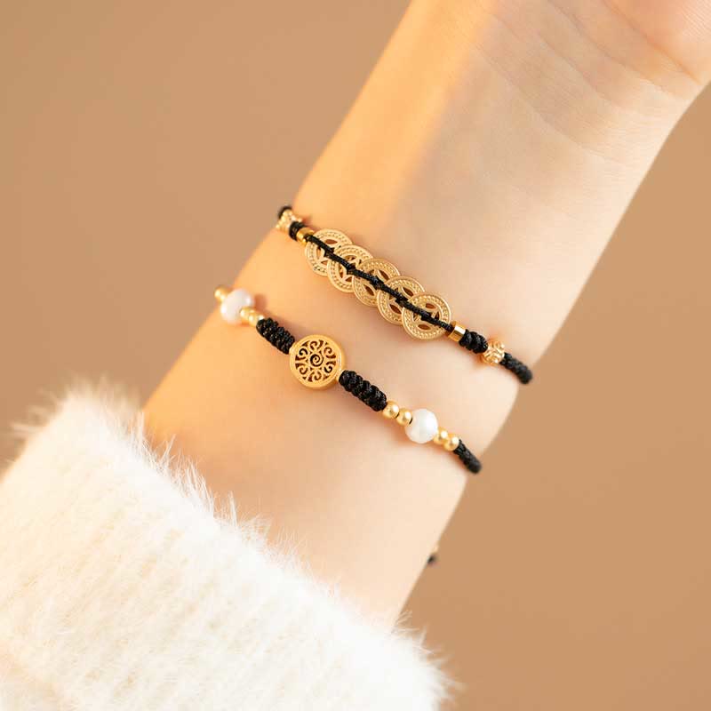 Nimara Ritual Copper Coin Fortune Tree Luck Strength Braided Bracelet