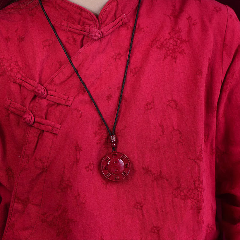 Nimara Ritual Cinnabar Yin Yang Bagua Blessing Necklace Pendant