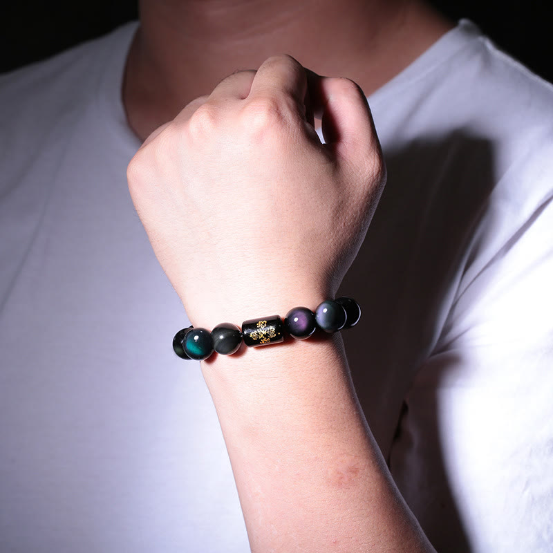 Nimara Ritual Natural Rainbow Obsidian Positive Transformation Bracelet