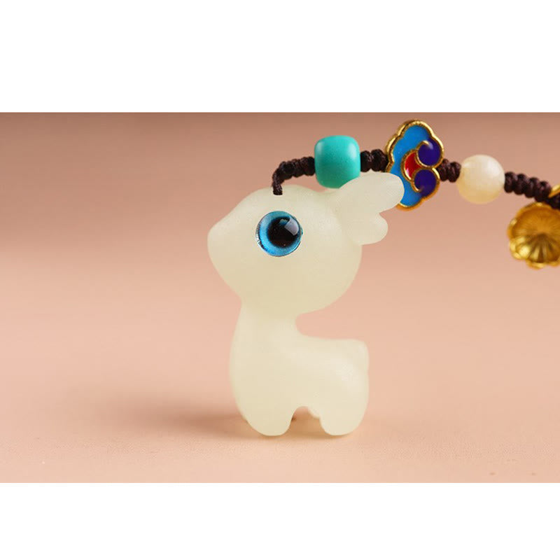 Nimara Ritual Mini Cute Deer Glowstone Luminous Lucky Deer Energy Key Chain Phone Car Hanging Decoration